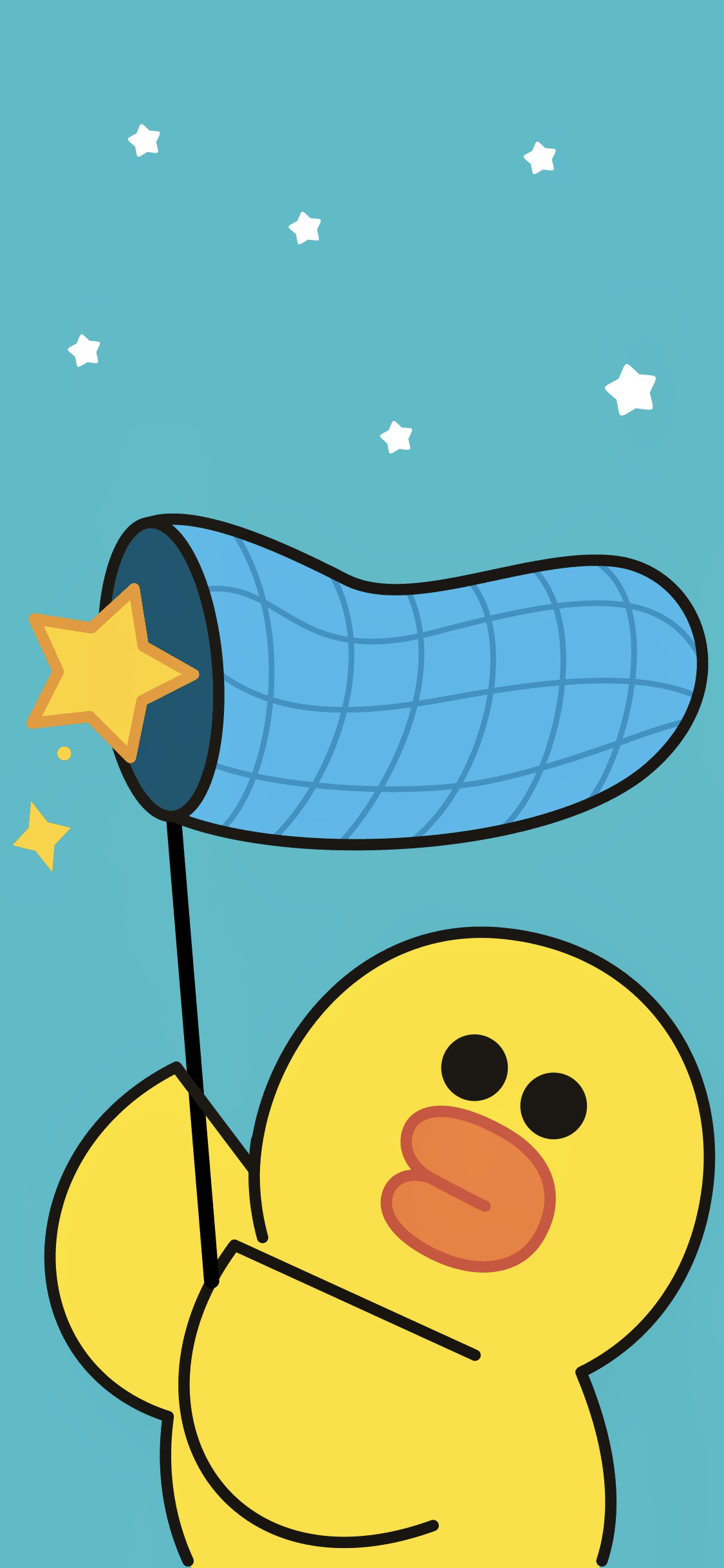 [2436×1125]萨莉鸡 line friends 渔网 星星 卡通 苹果手机动漫壁纸图片