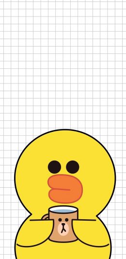 [2436x1125]萨莉鸡 卡通 可爱 line friends 苹果手机动漫壁纸图片