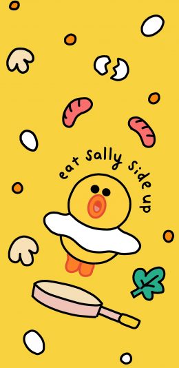 [2436x1125]萨莉鸡 黄色 动画 linefriends 苹果手机动漫壁纸图片