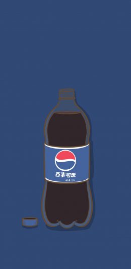 [2436x1125]蓝色背景 卡通 百事可乐 苹果手机动漫壁纸图片
