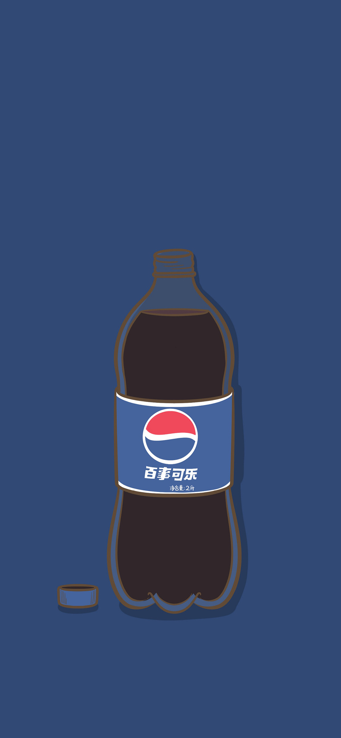 [2436×1125]蓝色背景 卡通 百事可乐 苹果手机动漫壁纸图片