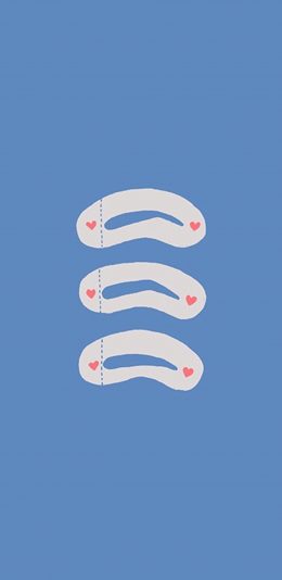 [2436x1125]蓝色背景 卡通 眉卡 眉形 苹果手机动漫壁纸图片