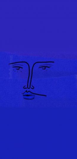 [2436x1125]蓝色背景 简笔画 表情 苹果手机动漫壁纸图片