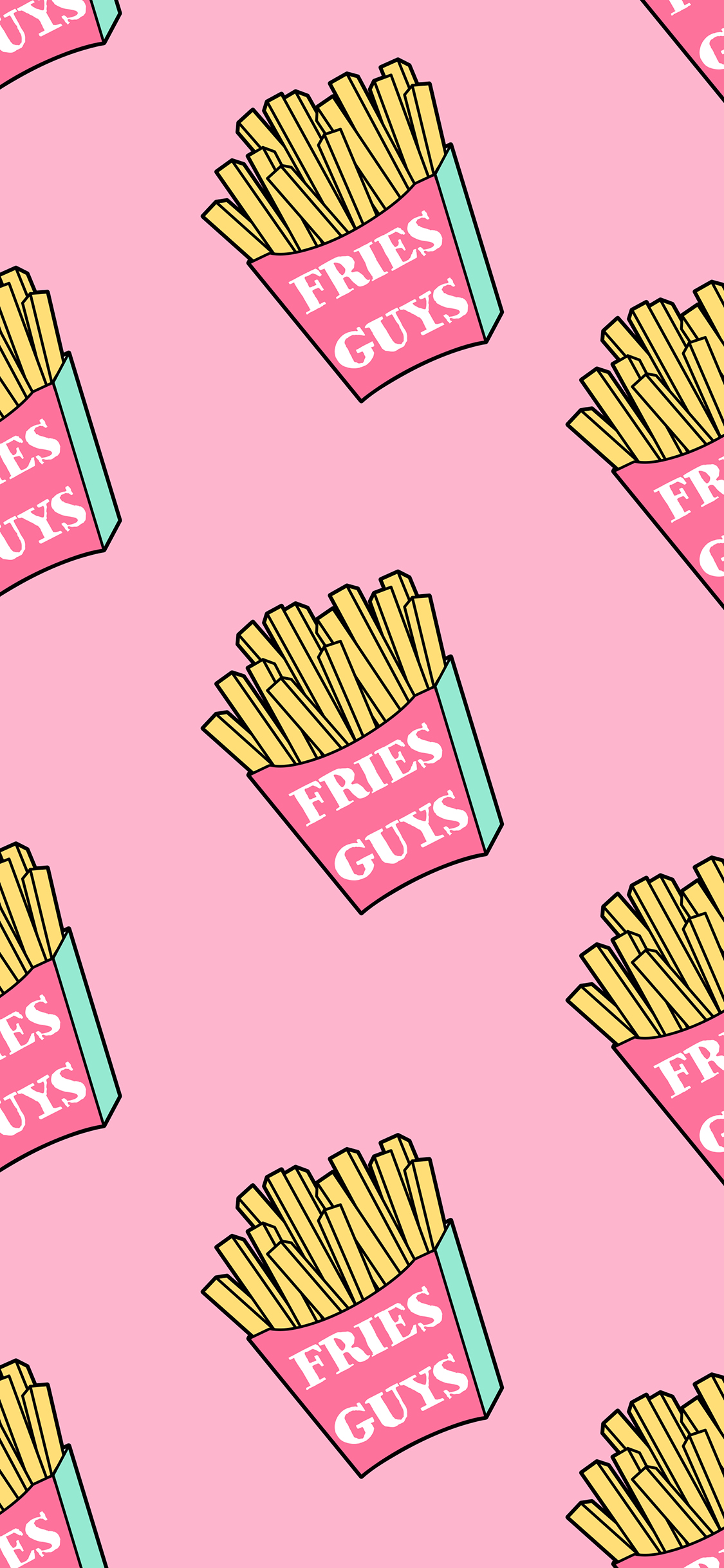 [2436×1125]薯条 零食 粉色 排列 苹果手机动漫壁纸图片