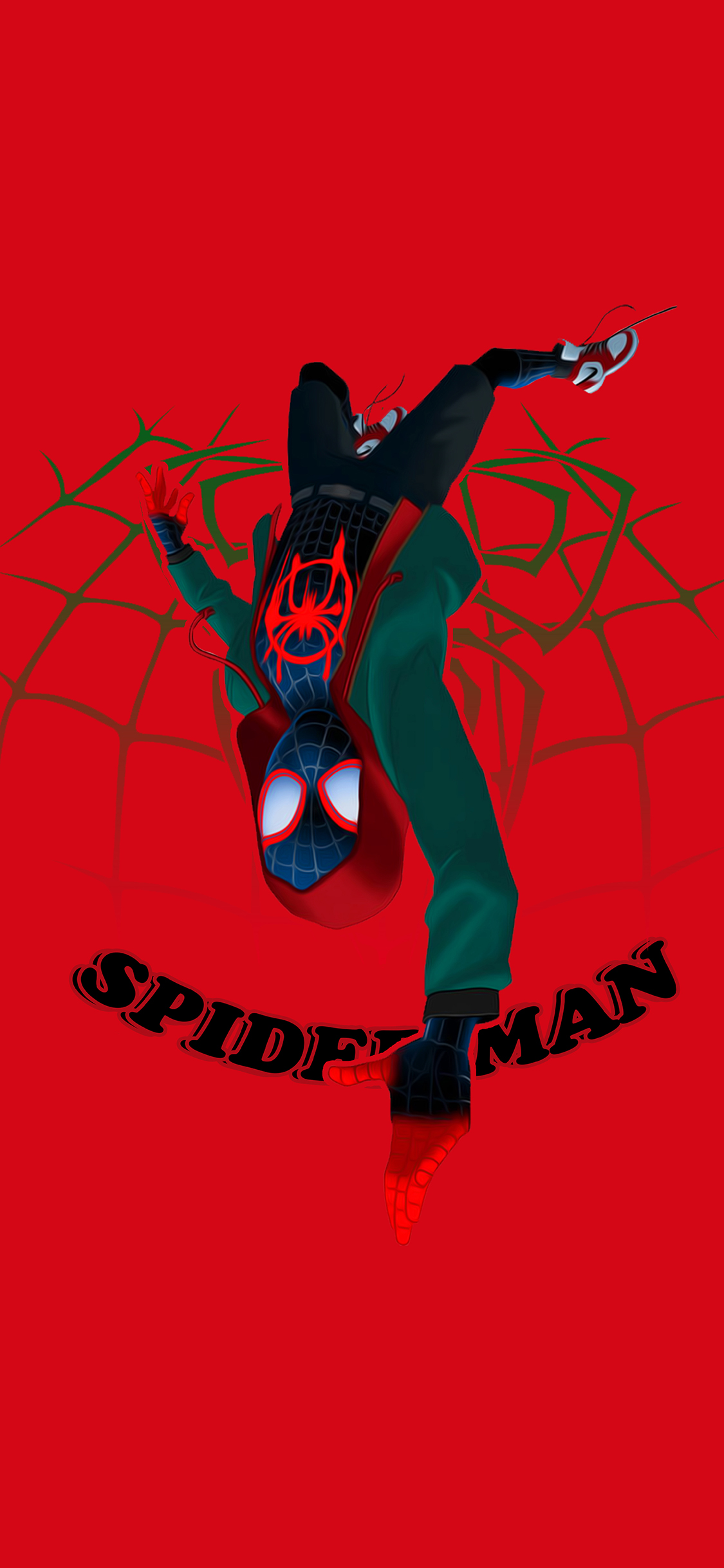 [2436×1125]蜘蛛侠 平行宇宙 电影 漫威 欧美 迈尔斯 红色 苹果手机动漫壁纸图片