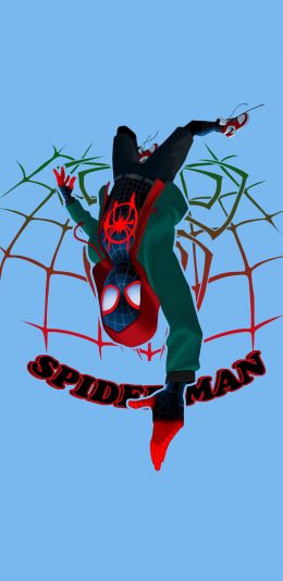 [2436x1125]蜘蛛侠 平行宇宙 电影 漫威 欧美 迈尔斯 蓝色 苹果手机动漫壁纸图片