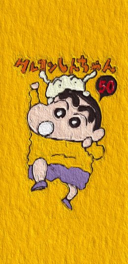 [2436x1125]蜡笔 小新 油画 色彩 苹果手机动漫壁纸图片