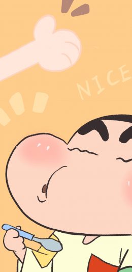 [2436x1125]蜡笔小新 nice 美味 赞 吃 苹果手机动漫壁纸图片