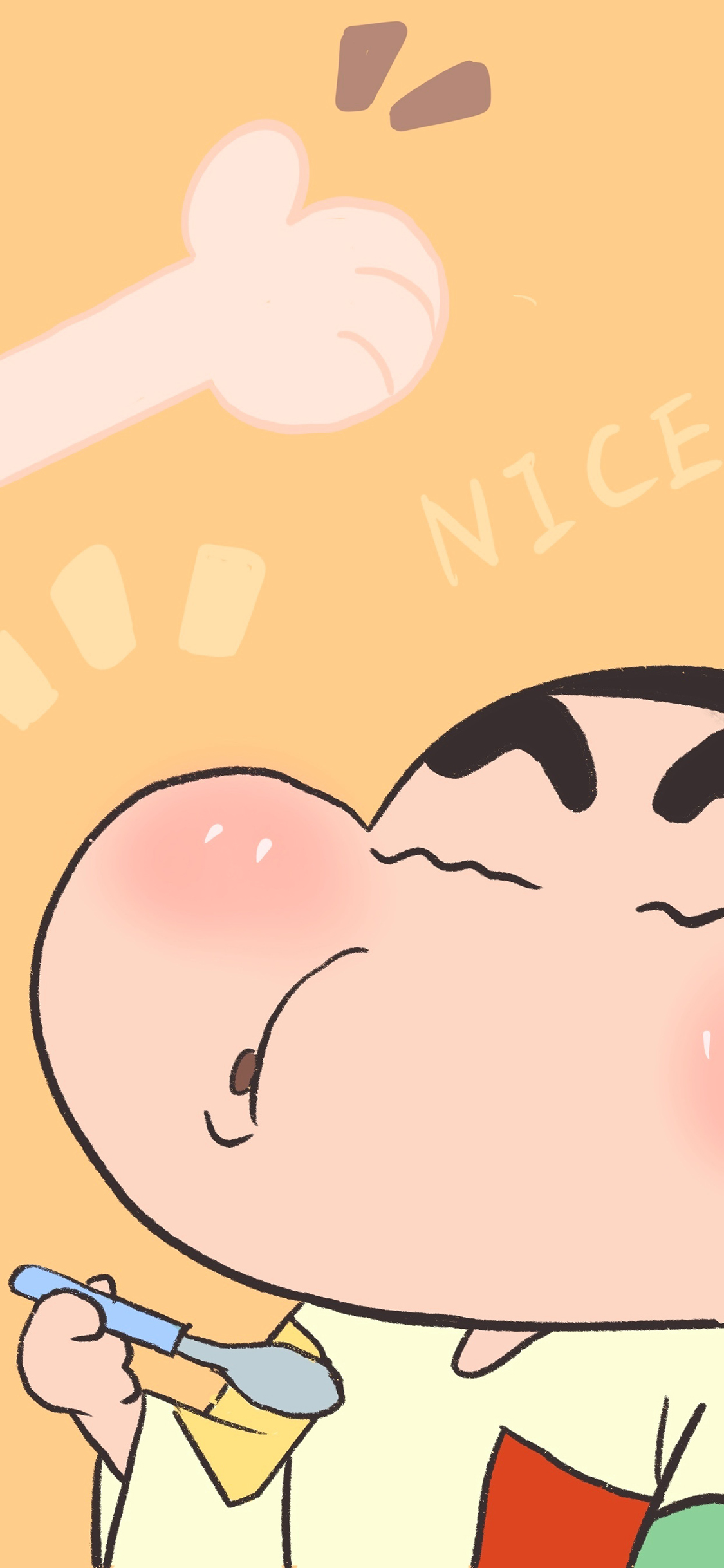 [2436×1125]蜡笔小新 nice 美味 赞 吃 苹果手机动漫壁纸图片