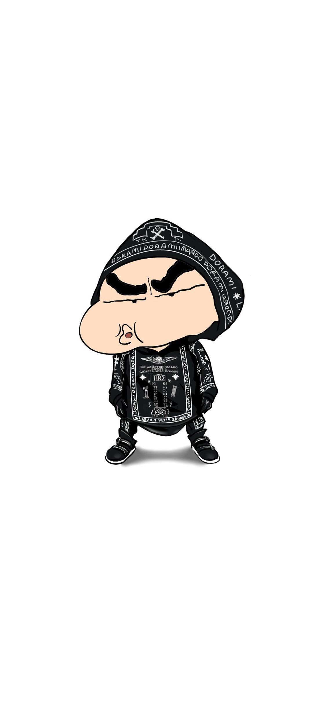 [2436×1125]蜡笔小新 动画 嘻哈 潮流 个性 苹果手机动漫壁纸图片