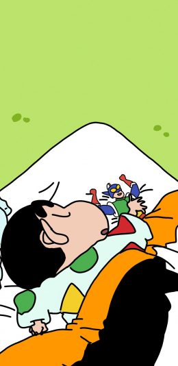 [2436x1125]蜡笔小新 咸蛋超人 日本 动画 睡觉 苹果手机动漫壁纸图片