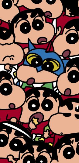 [2436x1125]蜡笔小新 密集 动画 吃 表情 咸蛋超人 苹果手机动漫壁纸图片