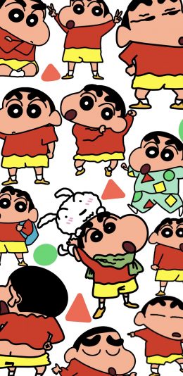 [2436x1125]蜡笔小新 平铺 动画 小白 狗 苹果手机动漫壁纸图片