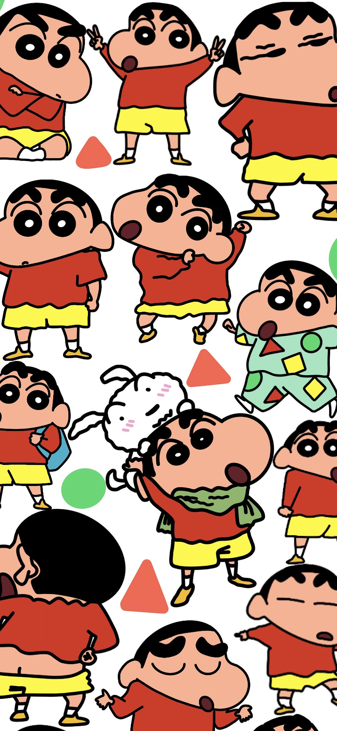 [2436×1125]蜡笔小新 平铺 动画 小白 狗 苹果手机动漫壁纸图片