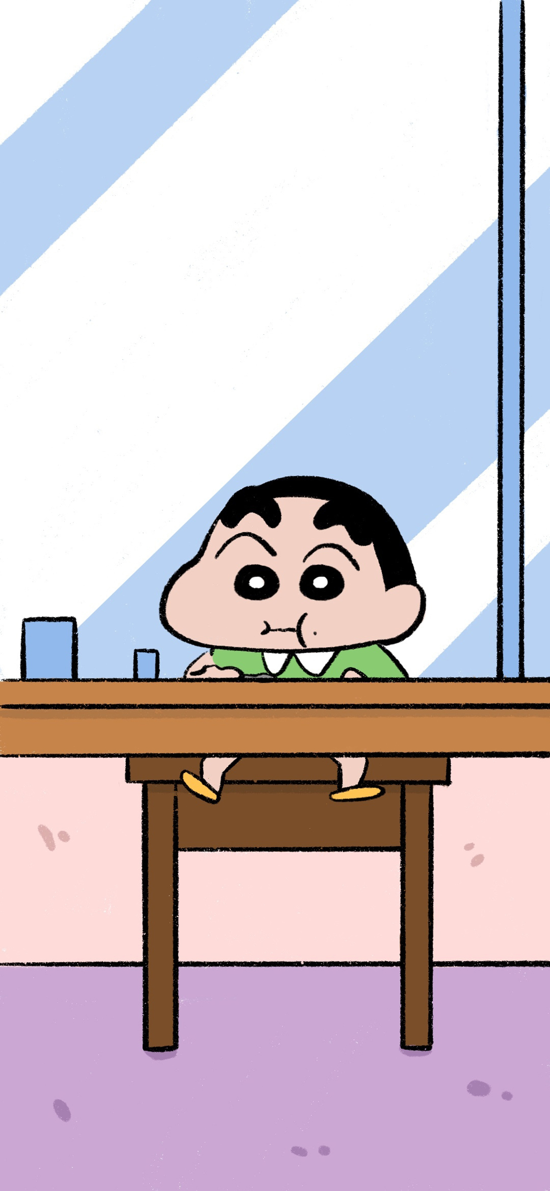 [2436×1125]蜡笔小新 日本 动画 吃 苹果手机动漫壁纸图片