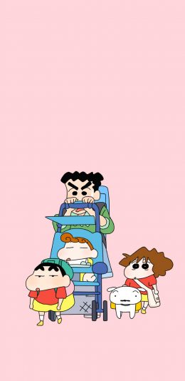 [2436x1125]蜡笔小新 日本 动画 粉色 小白 苹果手机动漫壁纸图片