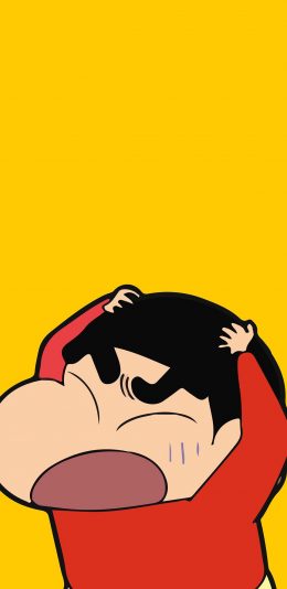 [2436x1125]蜡笔小新 日本 动画 黄色 烦恼 苹果手机动漫壁纸图片