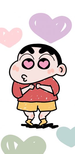 [2436x1125]蜡笔小新 日漫 可爱 爱心 苹果手机动漫壁纸图片