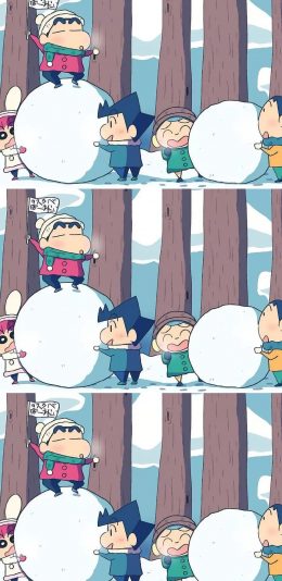 [2436x1125]蜡笔小新 日漫 雪球 苹果手机动漫壁纸图片