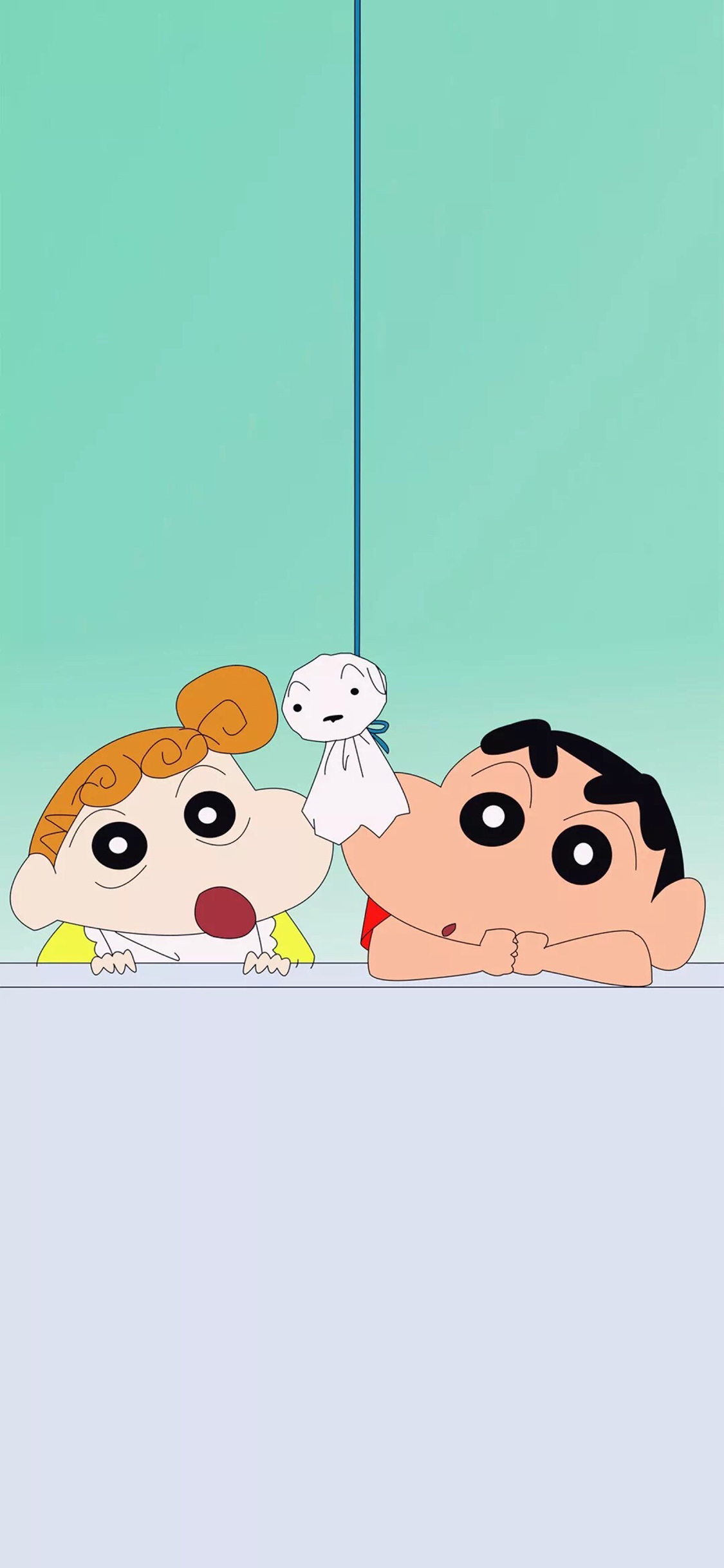 [2436×1125]蜡笔小新 晴天娃娃 动画片 卡通 苹果手机动漫壁纸图片