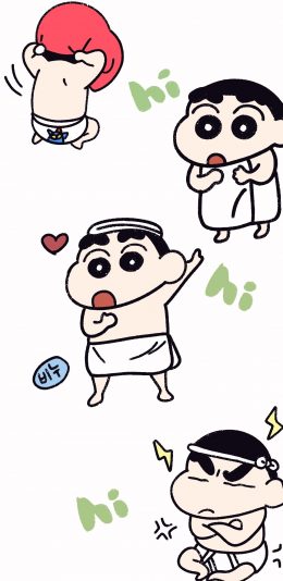 [2436x1125]蜡笔小新 浴巾 爱心 hi 动画 苹果手机动漫壁纸图片