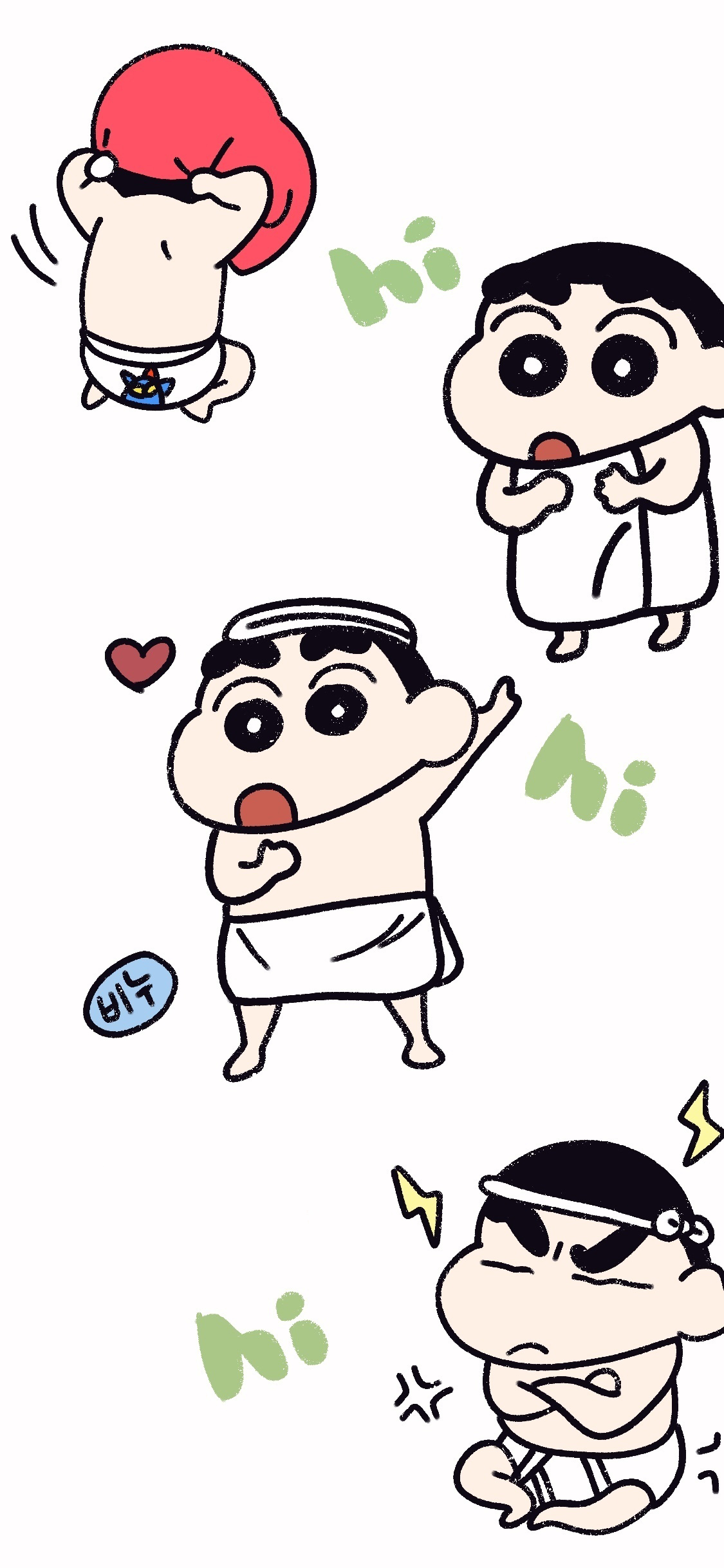[2436×1125]蜡笔小新 浴巾 爱心 hi 动画 苹果手机动漫壁纸图片
