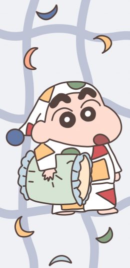 [2436x1125]蜡笔小新 睡衣 月亮 日漫 苹果手机动漫壁纸图片