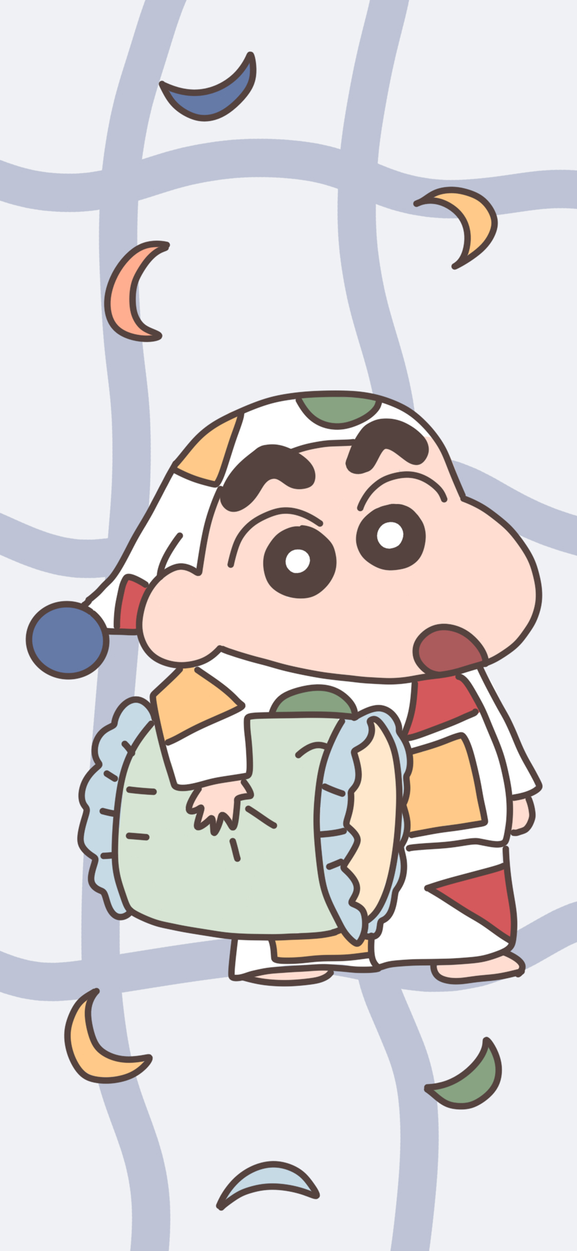 [2436×1125]蜡笔小新 睡衣 月亮 日漫 苹果手机动漫壁纸图片