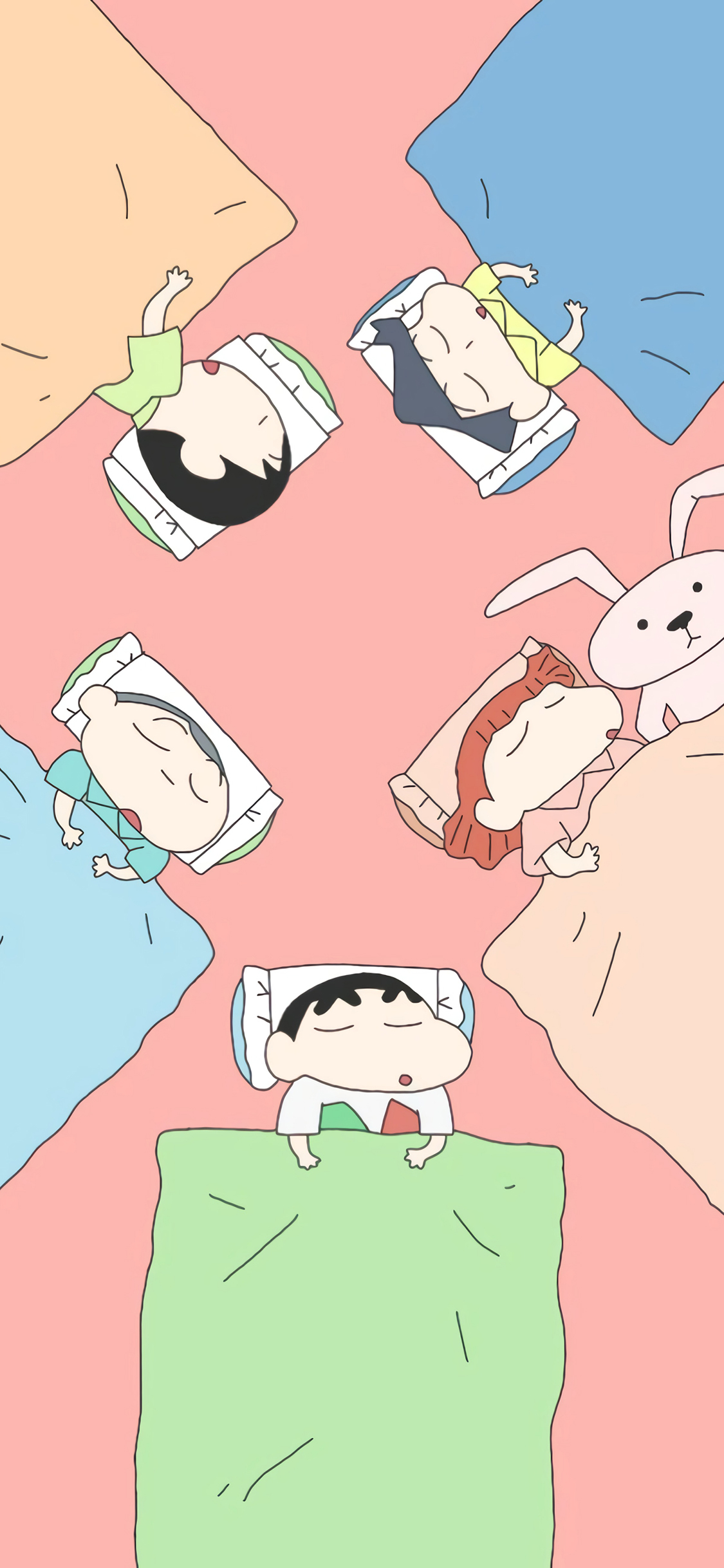 [2436×1125]蜡笔小新 睡觉 被窝 动画 日本 苹果手机动漫壁纸图片