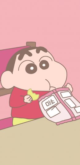 [2436x1125]蜡笔小新 薯片 吃 动画 野原新之助 苹果手机动漫壁纸图片