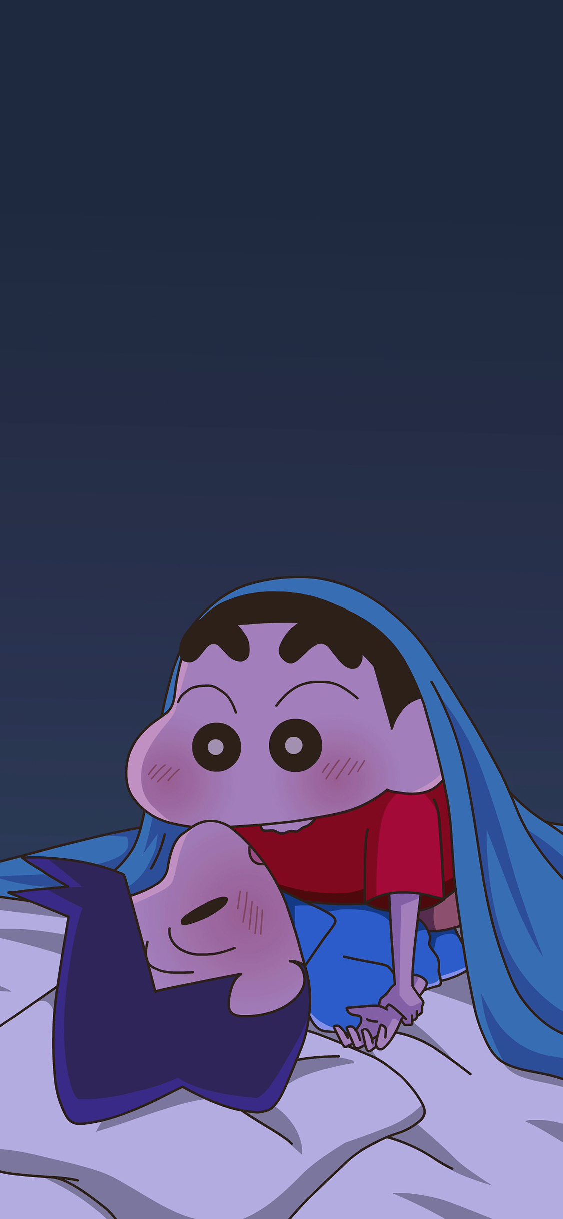 [2436×1125]蜡笔小新 野原新之助 被窝 动画 风间彻 苹果手机动漫壁纸图片