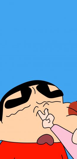 [2436x1125]蜡笔小新 野原新之助 鼻子 戳鼻孔 小葵 苹果手机动漫壁纸图片