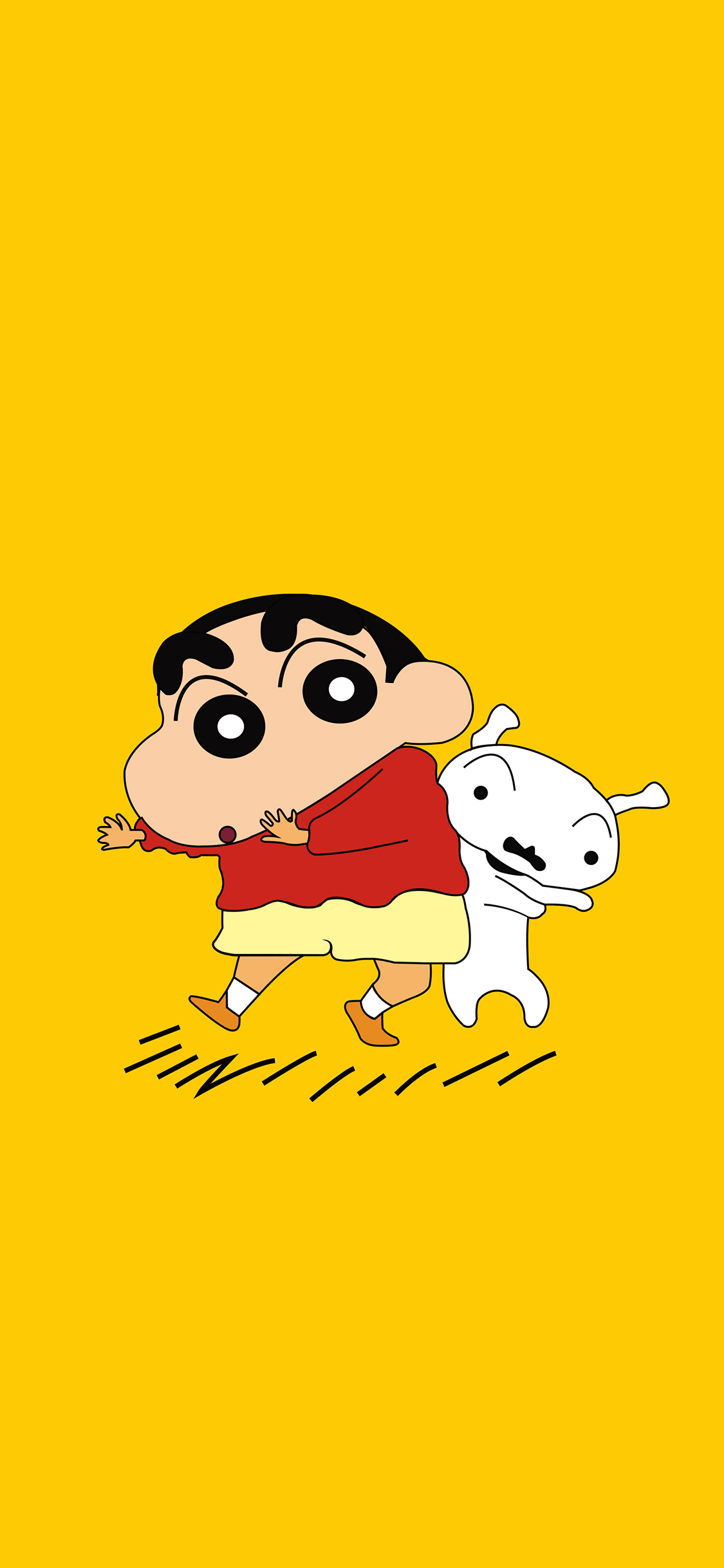 [2436×1125]蜡笔小新 黄色 动画 小白 日本 苹果手机动漫壁纸图片