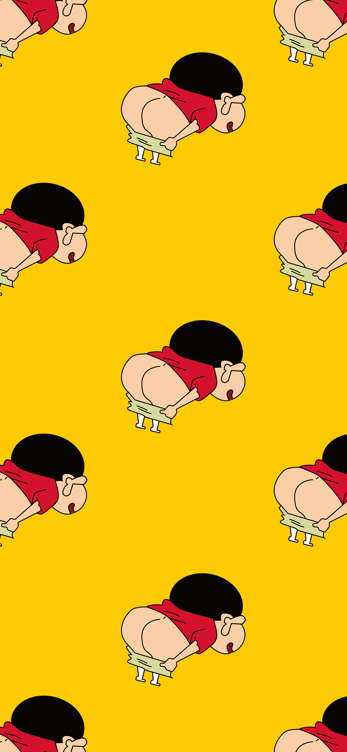 [2436×1125]蜡笔小新 黄色 动画 屁股 平铺 日本 苹果手机动漫壁纸图片