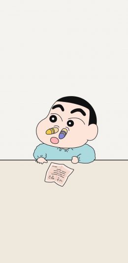 [2436x1125]蜡笔小新 鼻孔 搞怪 日本 漫画 苹果手机动漫壁纸图片