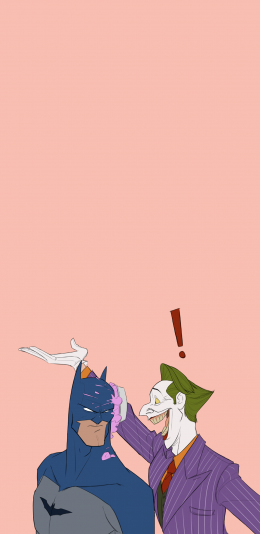 [2436x1125]蝙蝠侠 搞怪 动画 超级英雄 感叹号 粉色 苹果手机动漫壁纸图片