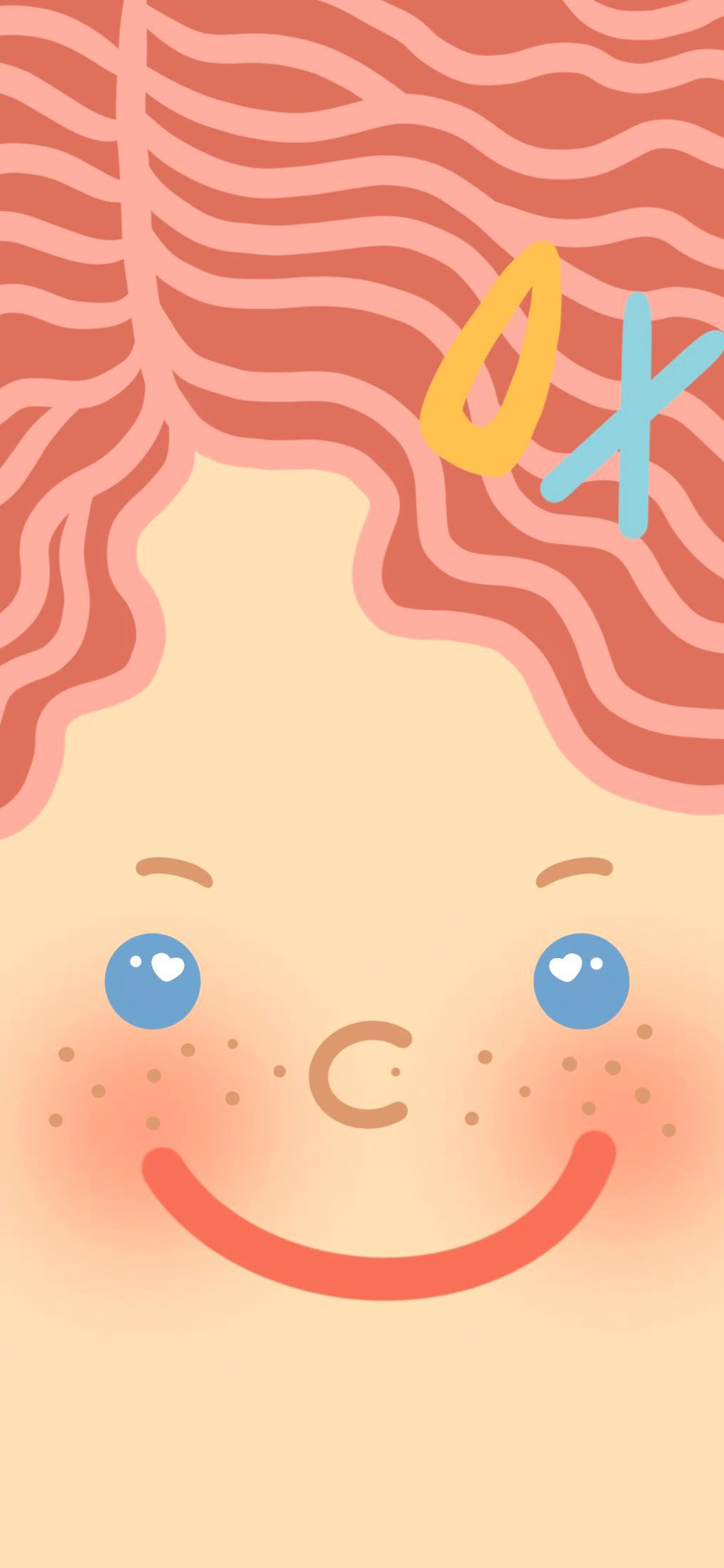 [2436×1125]表情 五官 大脸 微笑 苹果手机动漫壁纸图片