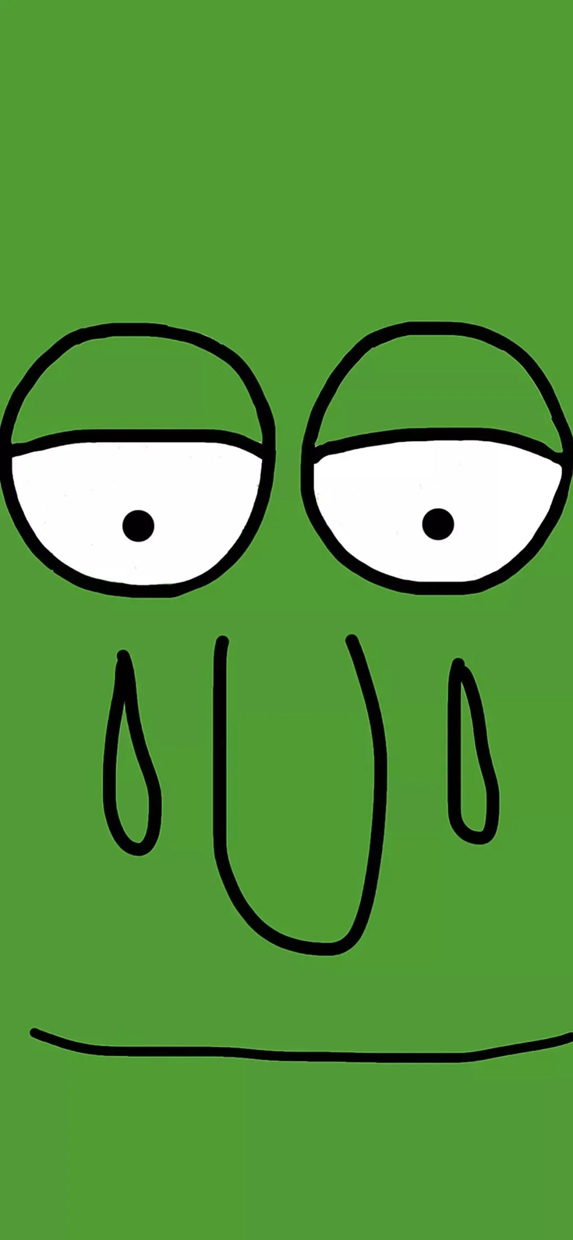 [2436×1125]表情 简笔 哭泣 绿色 苹果手机动漫壁纸图片