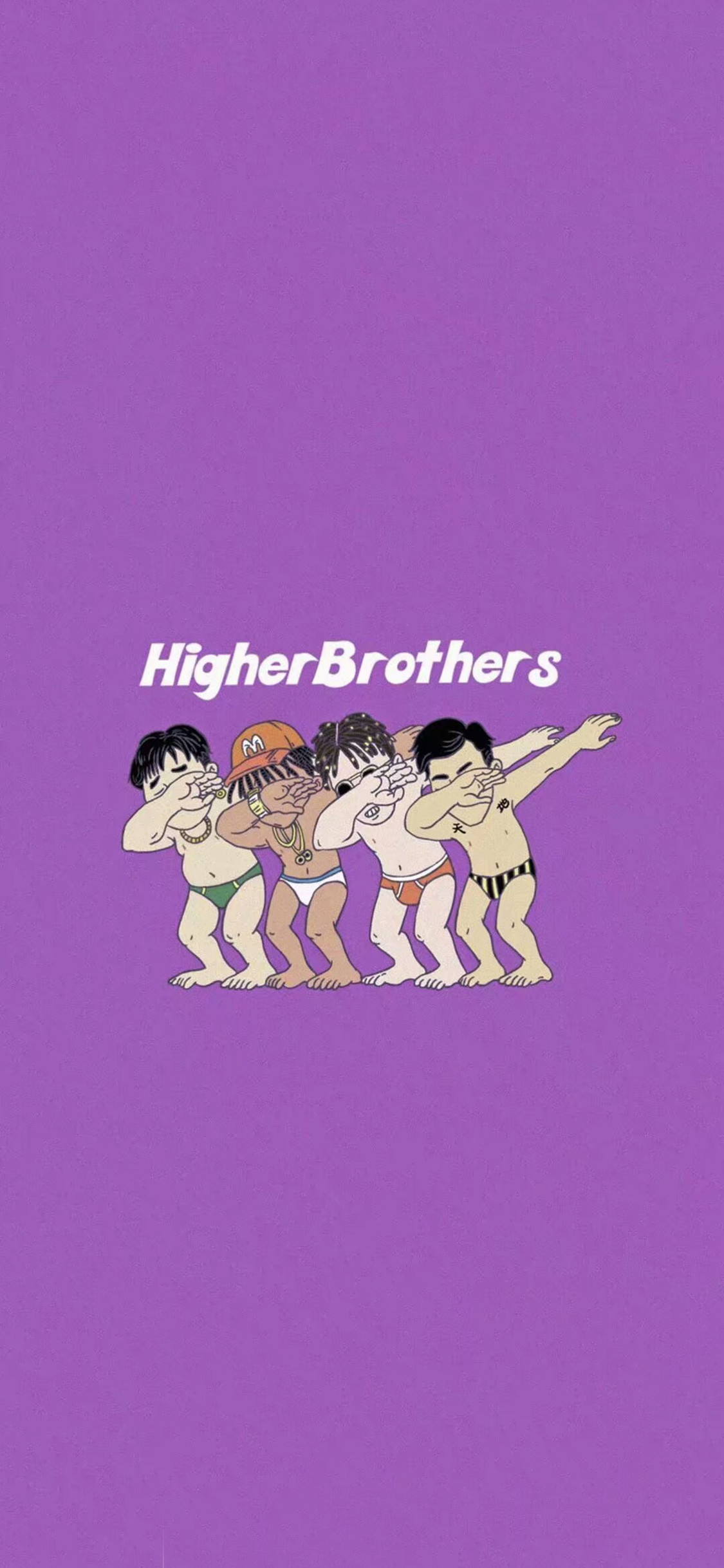 [2436x1125]说唱组合 higher brother's Q版 苹果手机动漫壁纸图片
