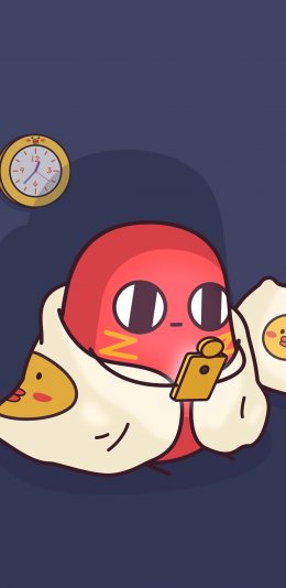 [2436x1125]请吃红小豆吧 手机 熬夜 插画 苹果手机动漫壁纸图片