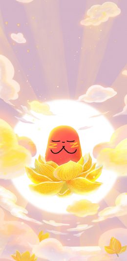 [2436x1125]请吃红小豆吧 红小豆 莲花座 佛光 苹果手机动漫壁纸图片