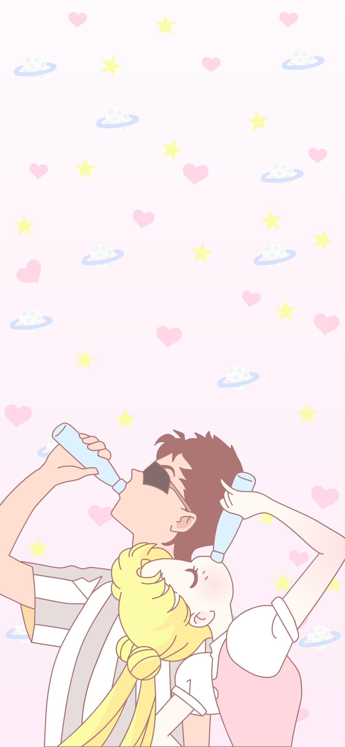 [2436×1125]豪饮 美少女战士 粉色 爱心 男女 苹果手机动漫壁纸图片