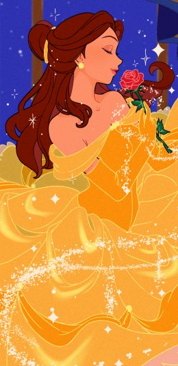 [2436x1125]贝儿公主 迪士尼 动画 玫瑰花 苹果手机动漫壁纸图片