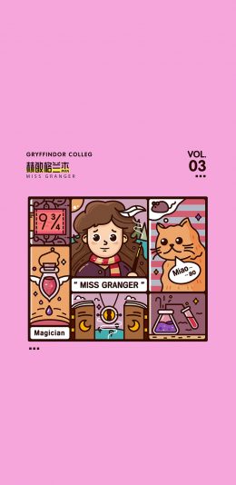 [2436x1125]赫敏格兰杰 哈利波特 电影 粉色 卡通 苹果手机动漫壁纸图片