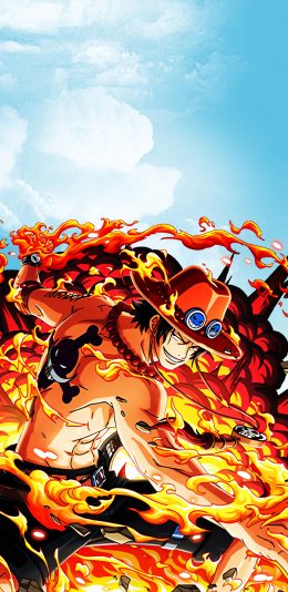 [2436x1125]路飞 海贼王 动画 漫画 火焰 日本 苹果手机动漫壁纸图片