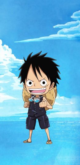 [2436x1125]路飞 海贼王 日本 漫画 大海 蓝色 苹果手机动漫壁纸图片