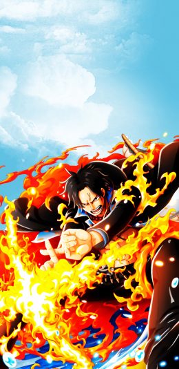 [2436x1125]路飞 海贼王 漫画 日本 火焰 苹果手机动漫壁纸图片