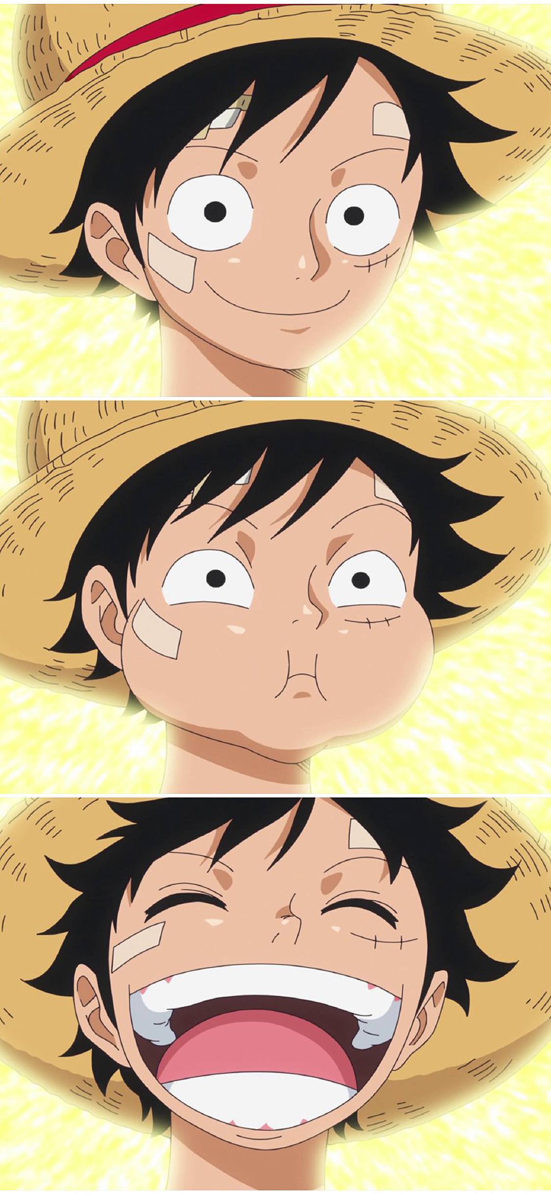 [2436×1125]路飞 海贼王 草帽 拼接 苹果手机动漫壁纸图片