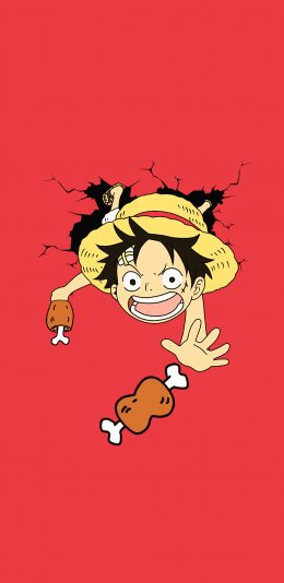 [2436x1125]路飞 红色 骨头 海贼王 日本 漫画 苹果手机动漫壁纸图片