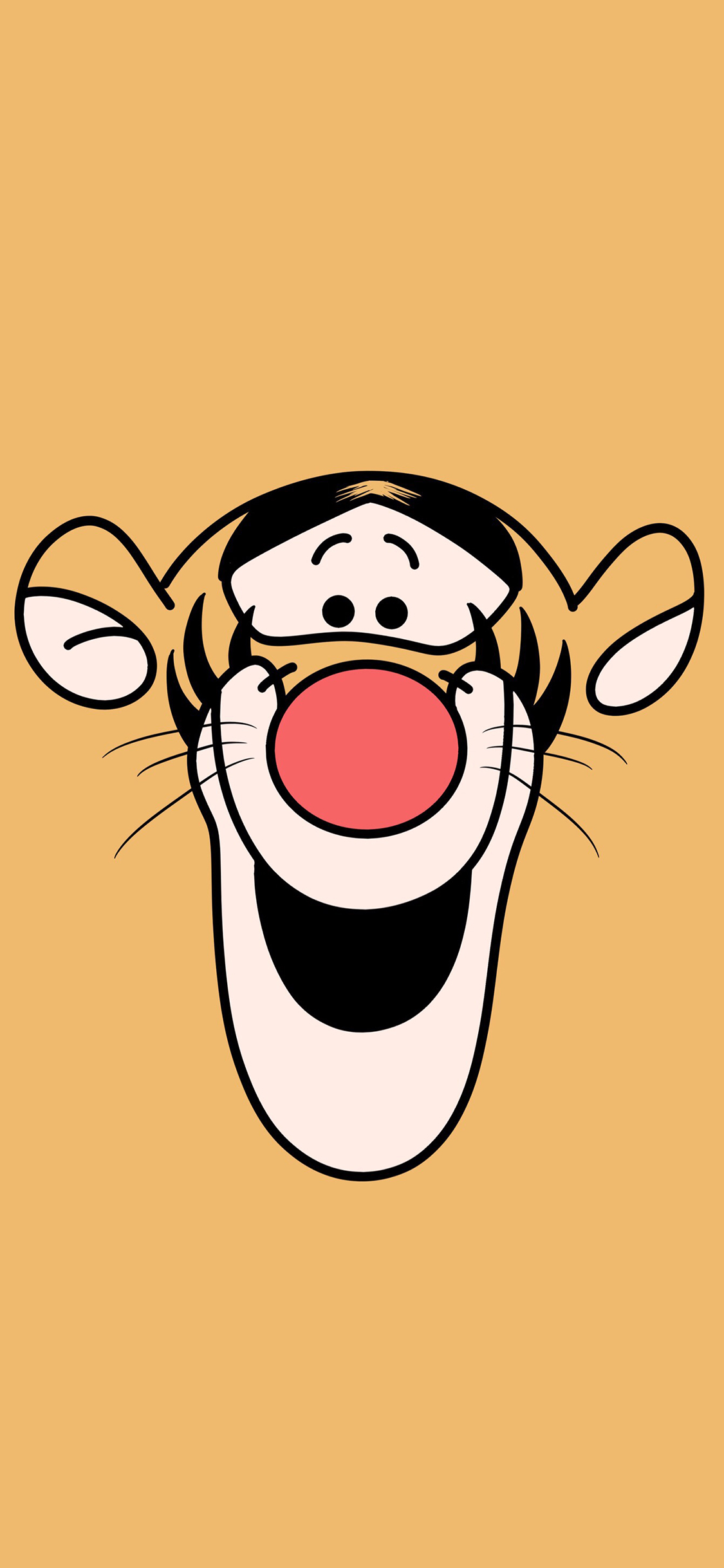 [2436×1125]跳跳虎 小熊维尼 迪士尼 黄色 动画 苹果手机动漫壁纸图片